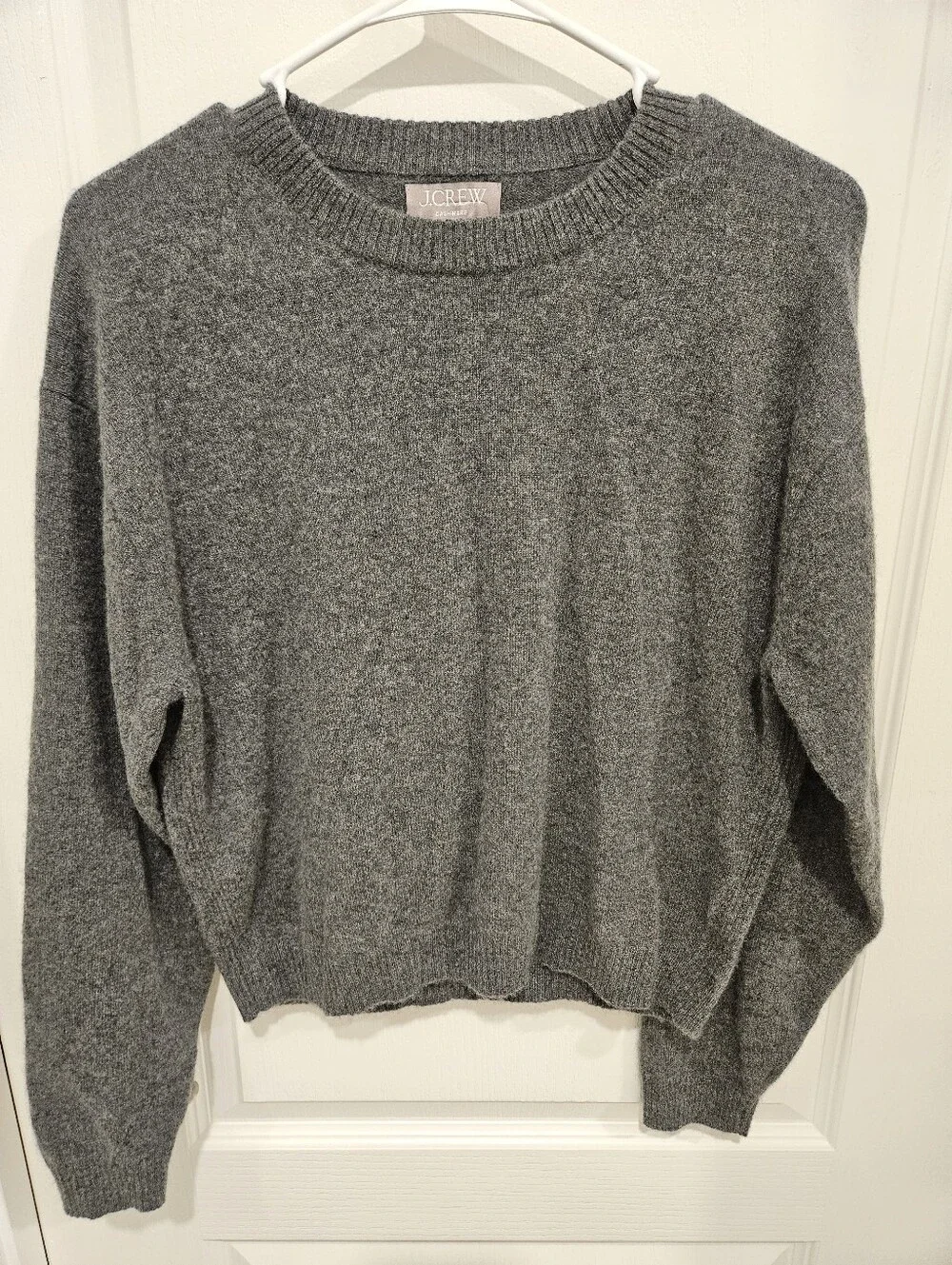J.Crew 100% Cashmere Crewneck Sweater Women's Medium Gray Long Sleeve Soft Knit